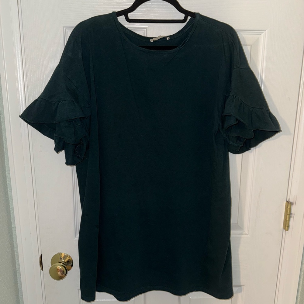 Zara Green Ruffle Sleeve Top